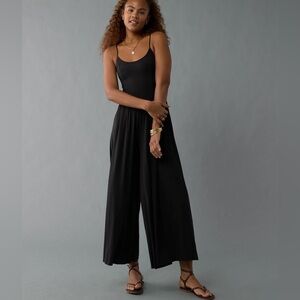 American Eagle Wide-Leg Jumpsuit Black